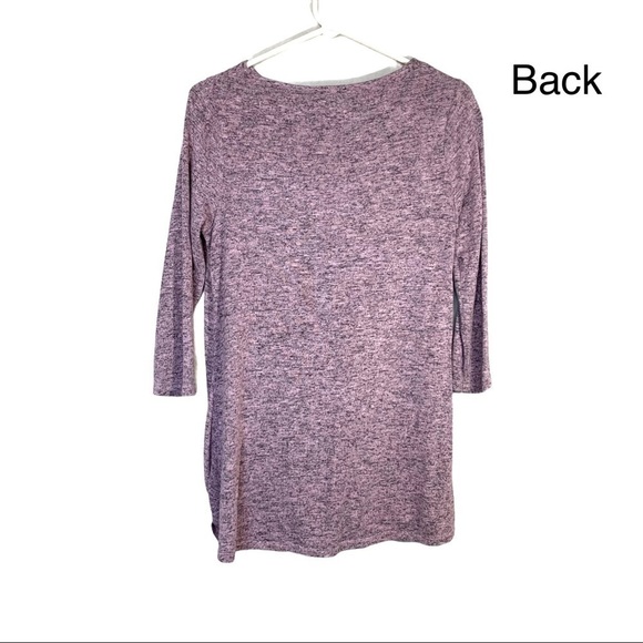 Chelsea & Theodore Mauve Marled Twist Hem 3/4 Sleeve Top Size Small - Picture 7 of 12